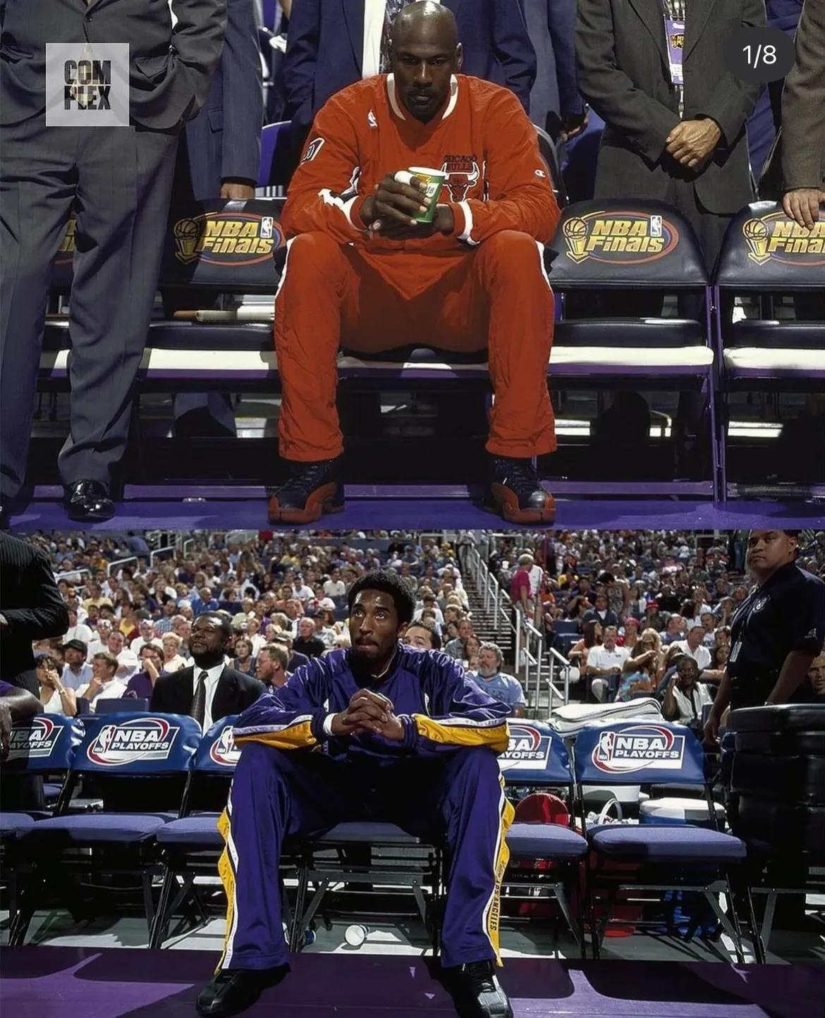 老师和学生非常神似的照片！传奇！
#NBA经典图集# 
#乔丹和科比#
