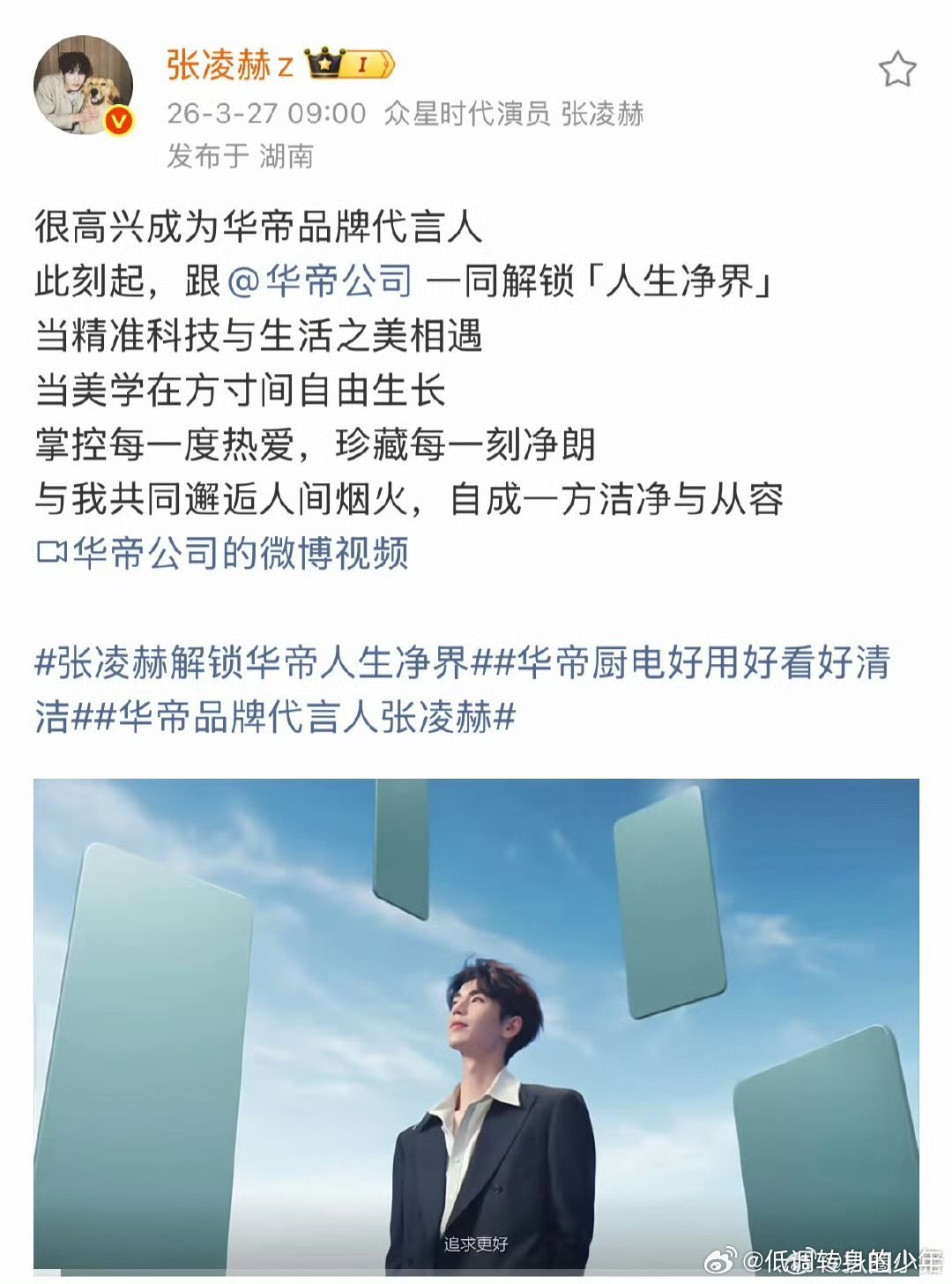 恭喜🎉🎉张凌赫华帝品牌代言人正式官宣！广告片都这么帅张凌赫逐玉最牛的打戏 张