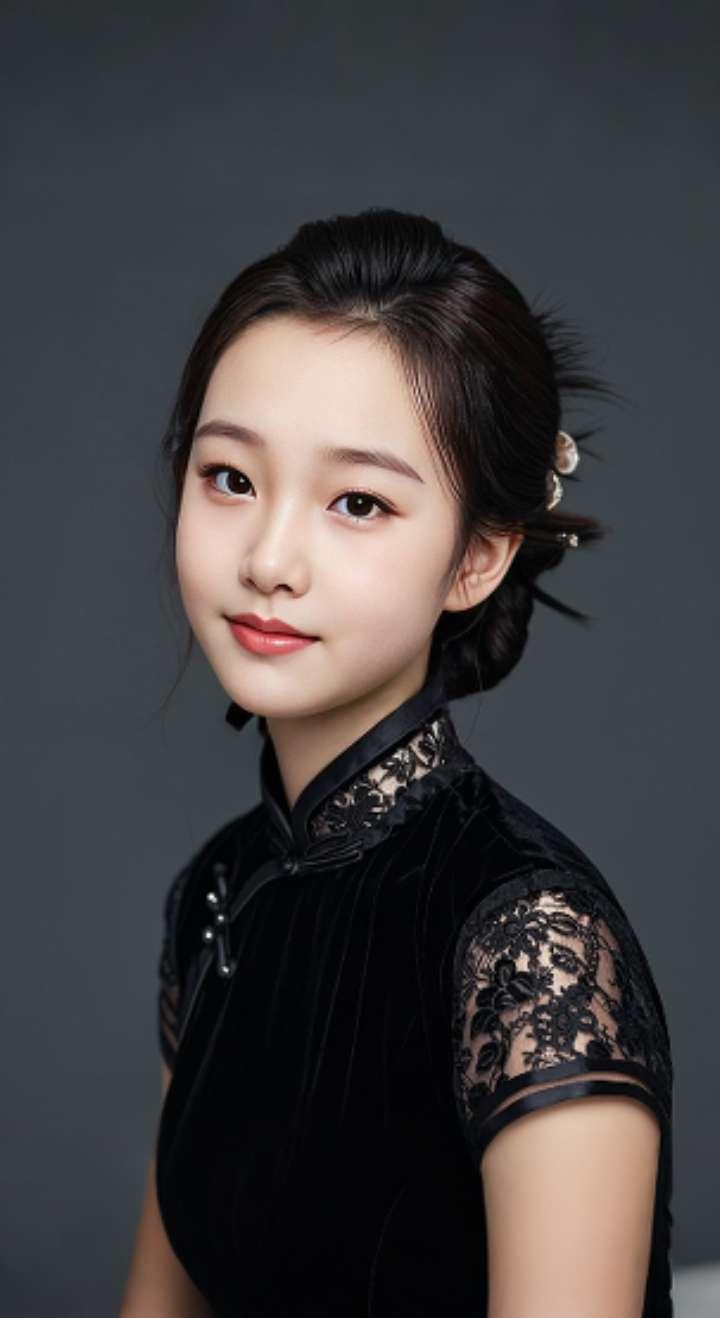 AI扩图 AI黑纱旗袍韵