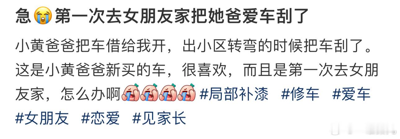 急😭第一次去女朋友家把她爸爱车刮了 ​​​
