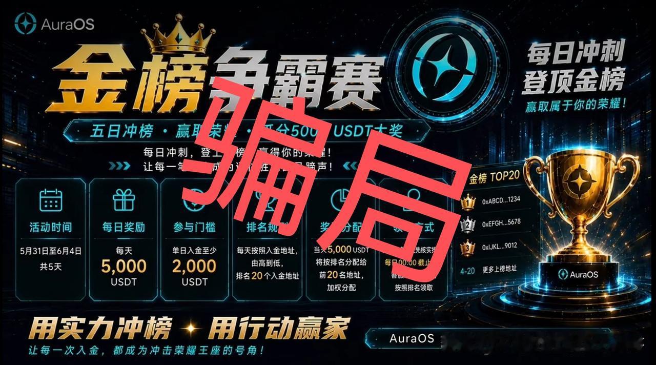 AuraOS杀猪盘骗局开始各种活动了，质押分红模式一年收益350%+，臭名昭著的