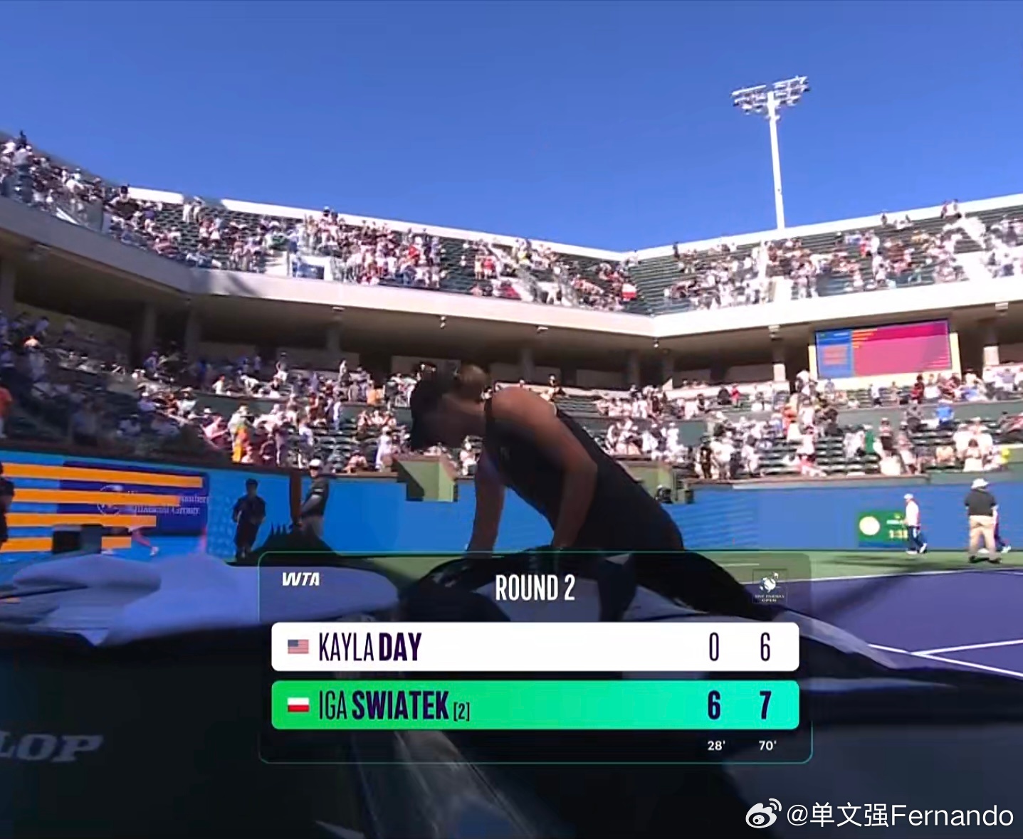 斯瓦泰克！！！2026年印第安维尔斯第一场球收下6-0/7-6资格赛球员戴伊！！