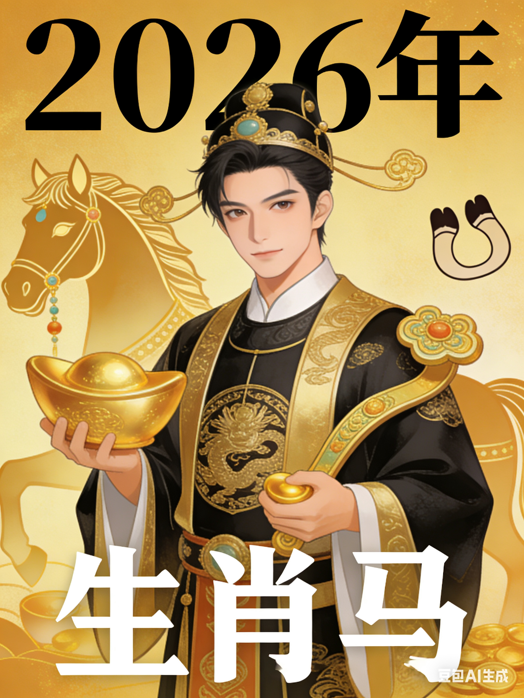 迎财神今年用AI生成帅气招财财神，祝大家新的一年都财运满满…… 