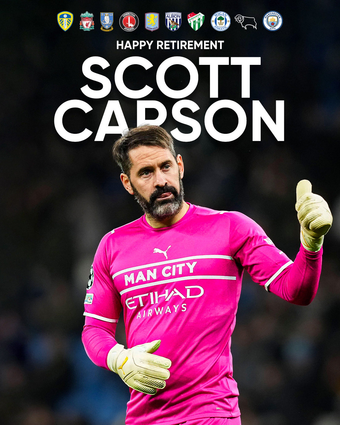 斯科特·卡森宣布退役卡森的职业生涯充满了辉煌的成就，其中包括两座欧冠冠军奖杯、四