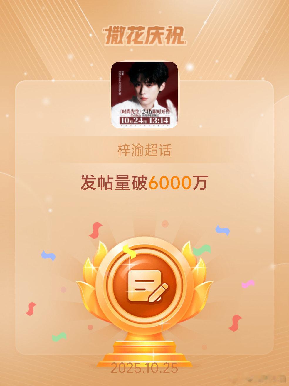 梓渝[超话]恭喜梓渝超话发帖量破6000万 ​​​