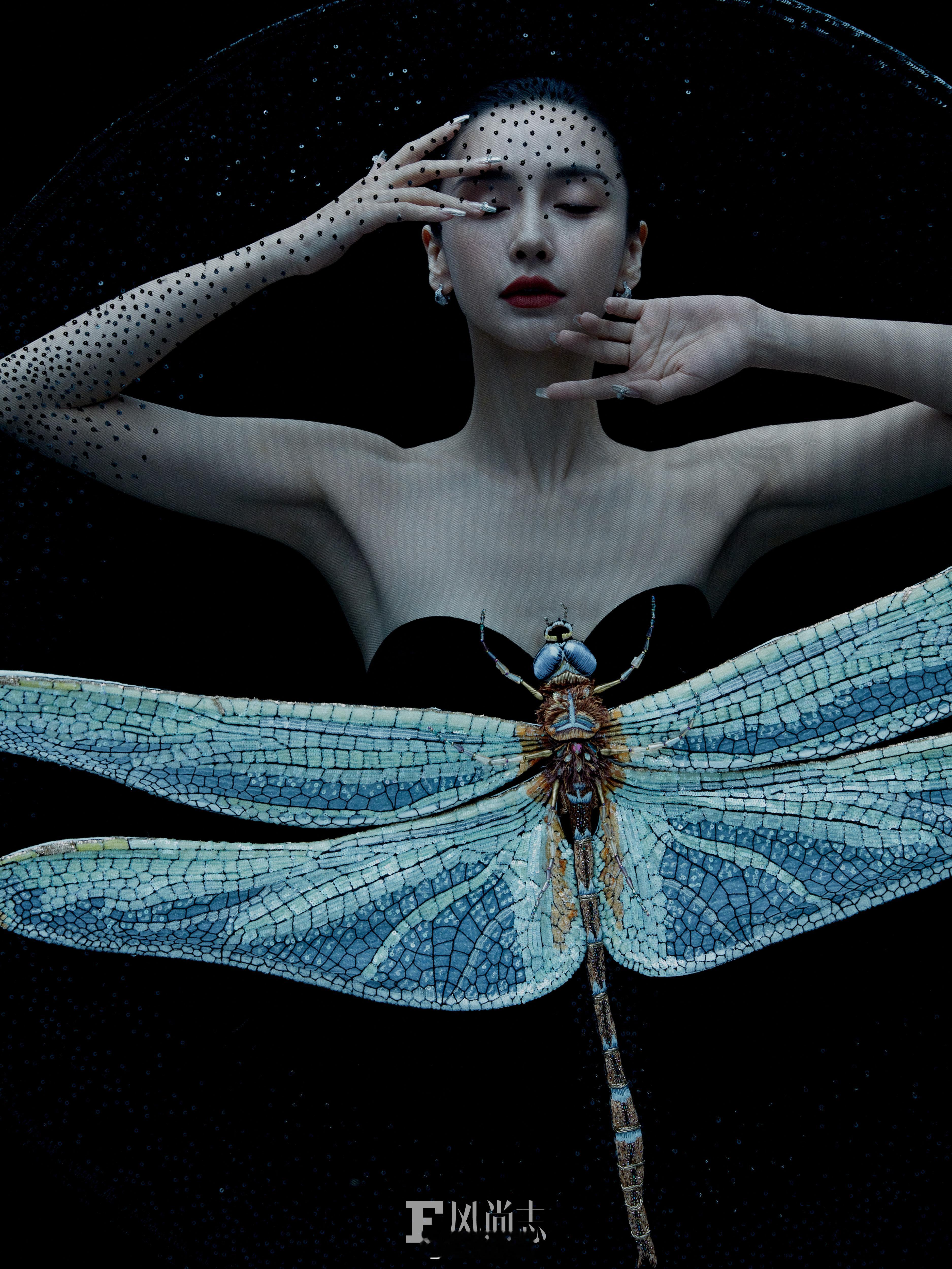 #angelababy蜻蜓黑裙#  清亮挺拔的蜻蜓是翩翩欲飞的蝴蝶是漂亮轻盈的气