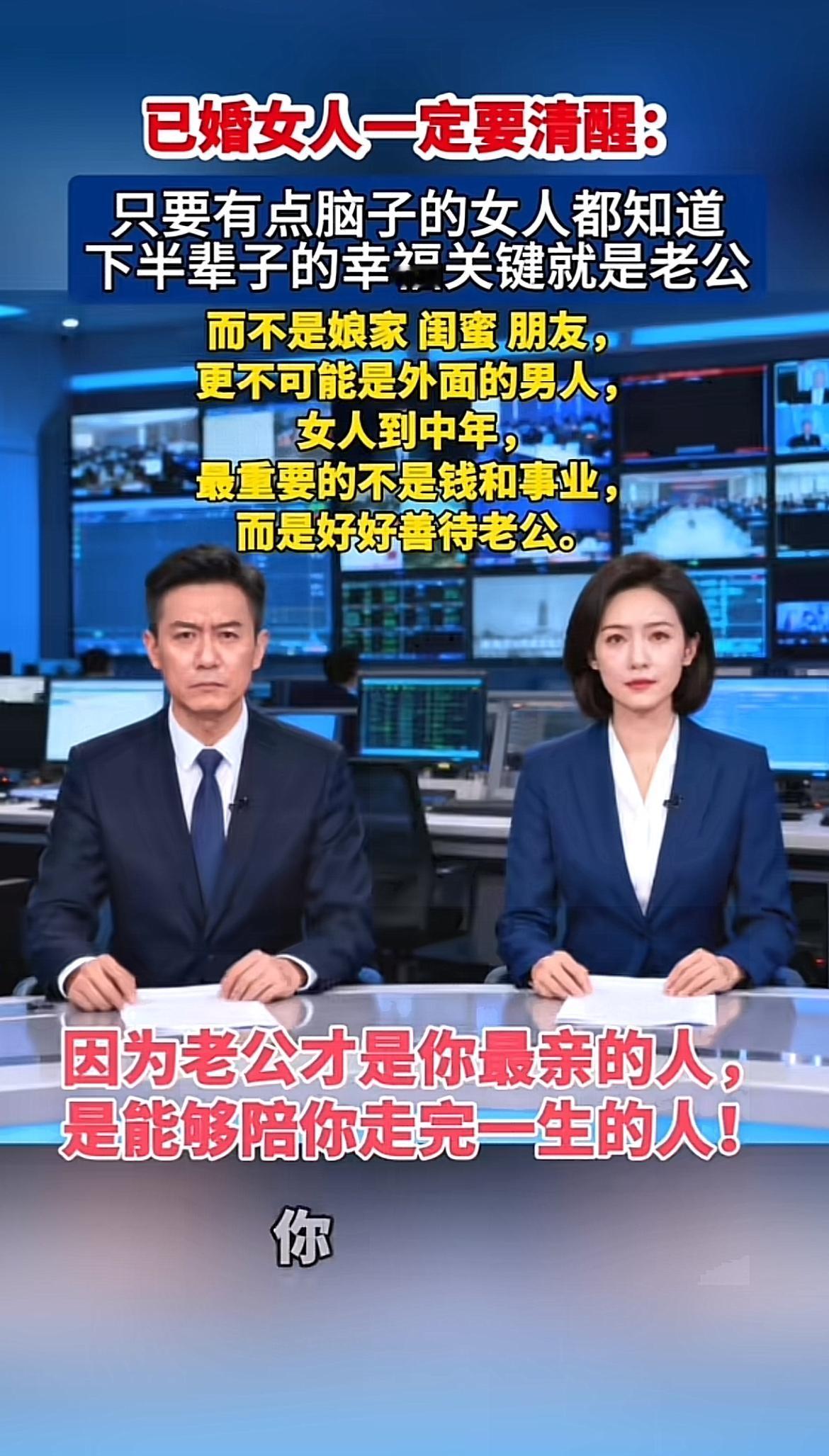 说幸福的关键是老公，这说法有点片面。
从家庭关系看，把夫妻关系放首位确实重要。不