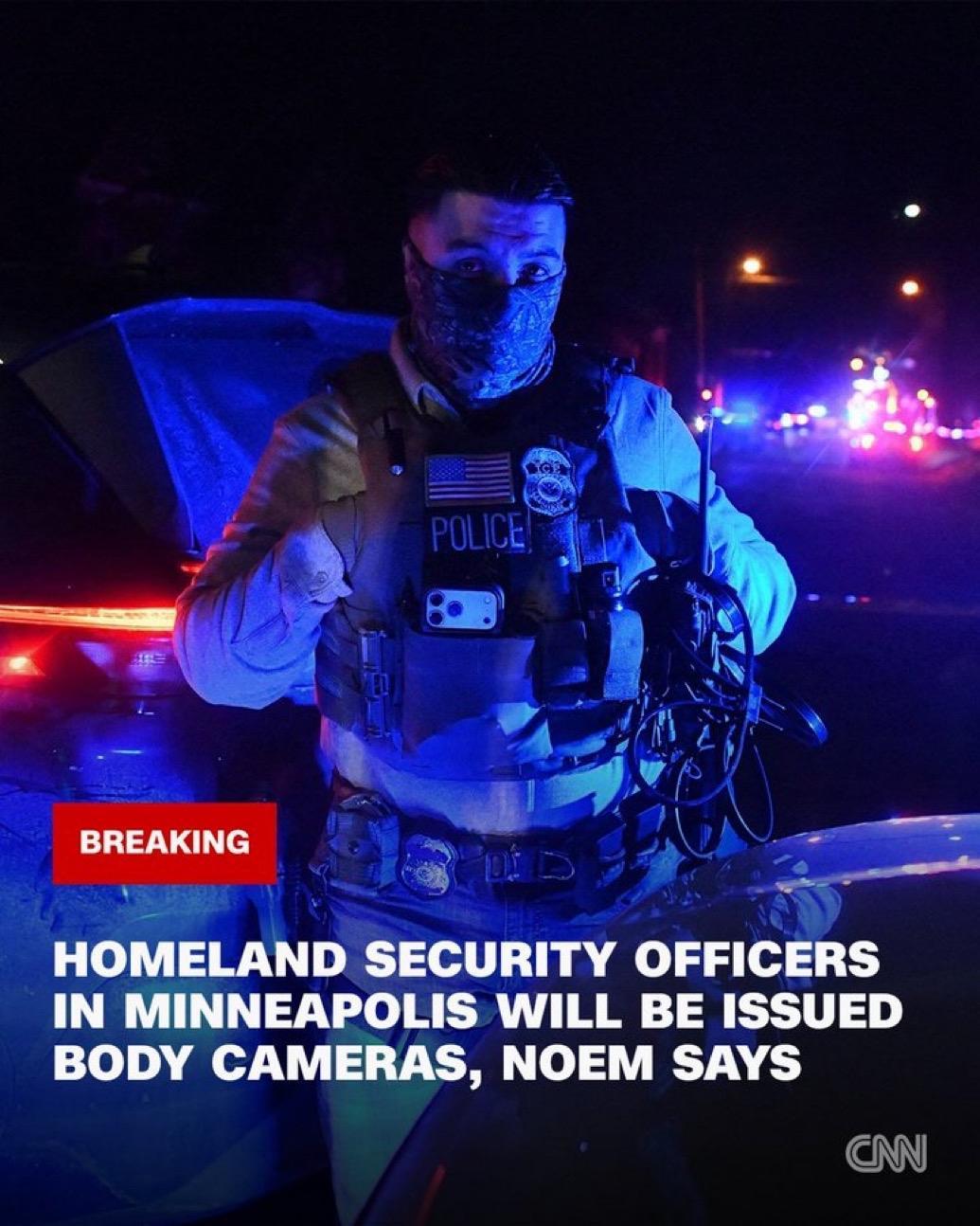 美国国土安全部部长克里斯蒂·诺姆表示，所有在明尼阿波利斯一线工作的国土安全部官员