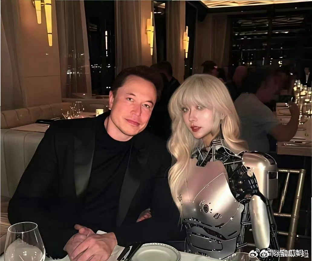 马斯克和他的机器人女友，有钱人果然玩的花啊 ​​​
