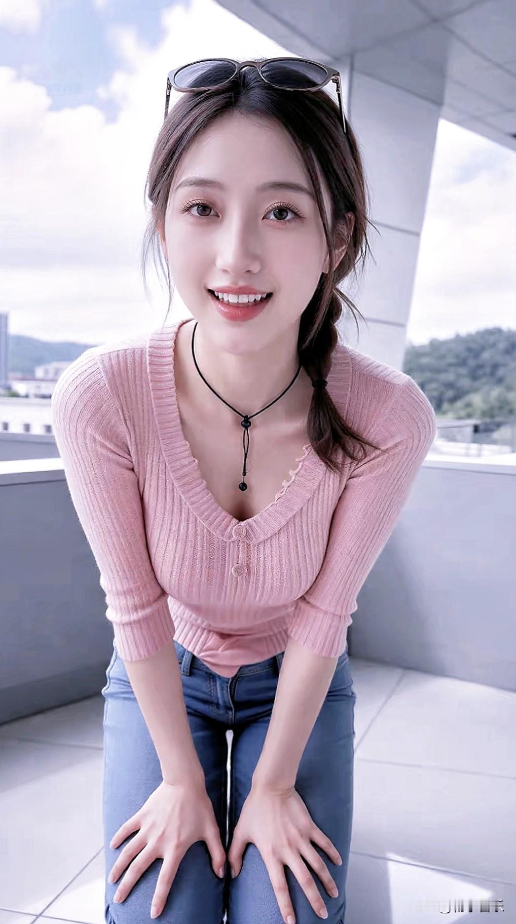 于天台遇见晴空，一身简约，满是清甜元气。分享你的随手拍 少女风写真照