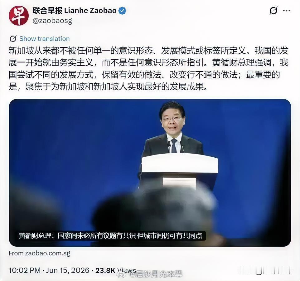 崽卖爷田心不痛！
这是26年6月15号新加坡《联合早报》发布的内容，是新加坡总理