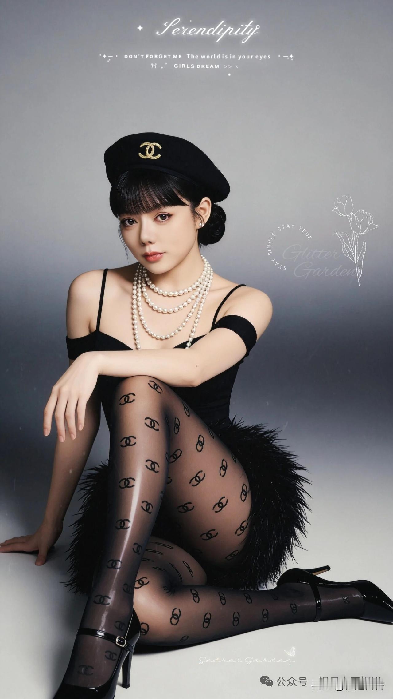 优雅黑裙搭配珍珠项链，尽显法式浪漫风情！