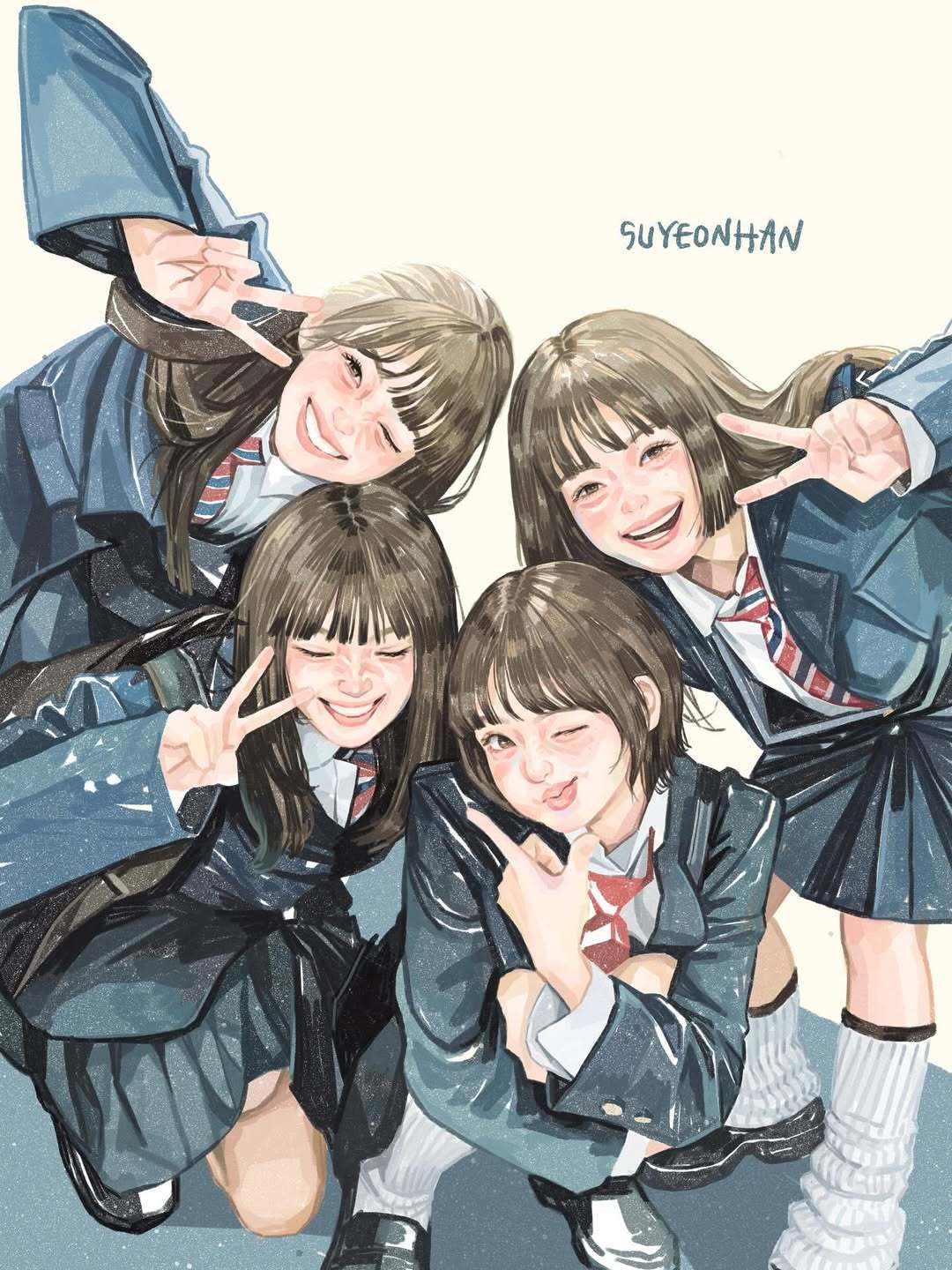 一组手绘水彩质感人物画师：suyeonhannn 