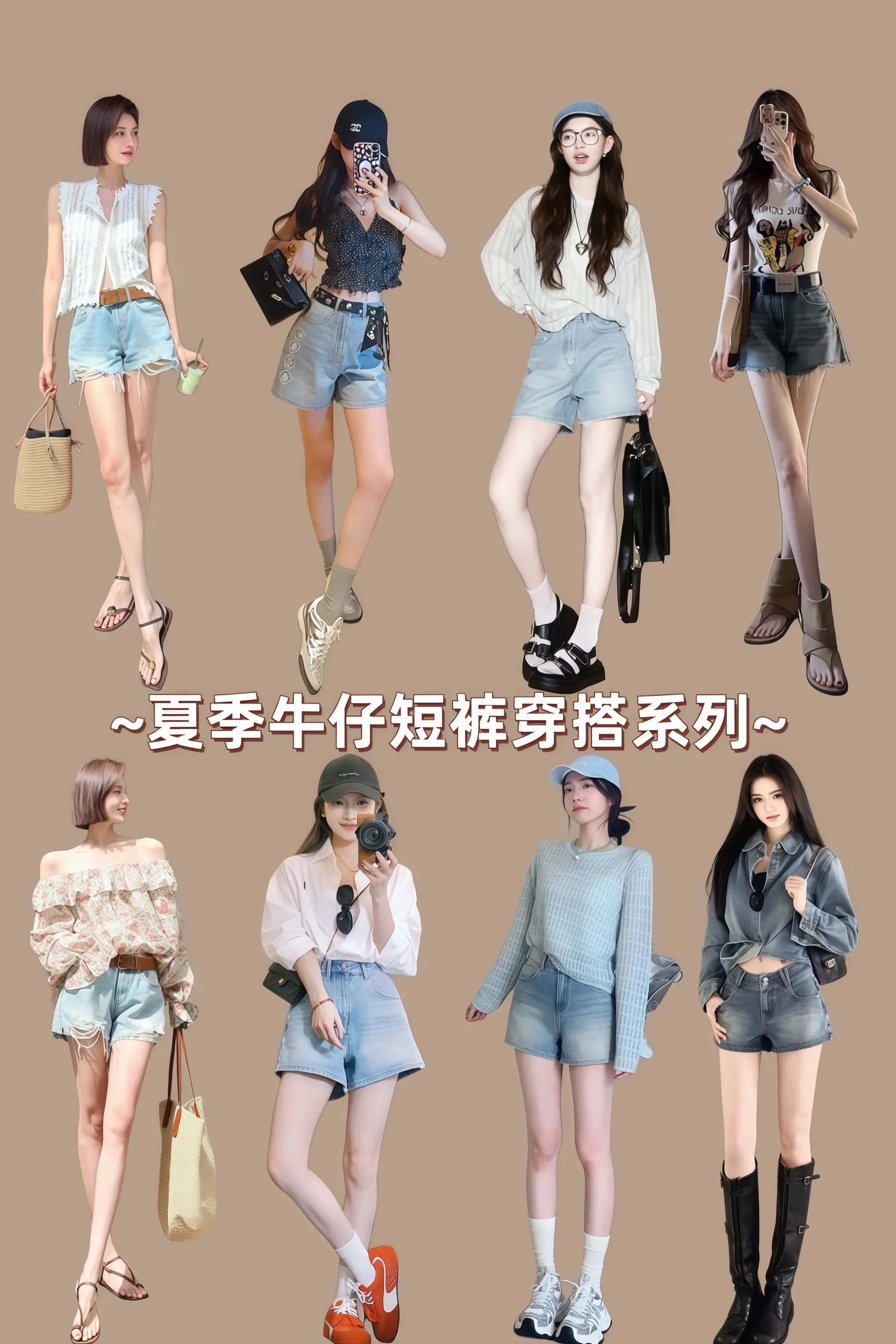 牛仔短裤在夏天的权威无需多言 高腰显瘦a字短裤 精致女孩的夏日穿搭图鉴...