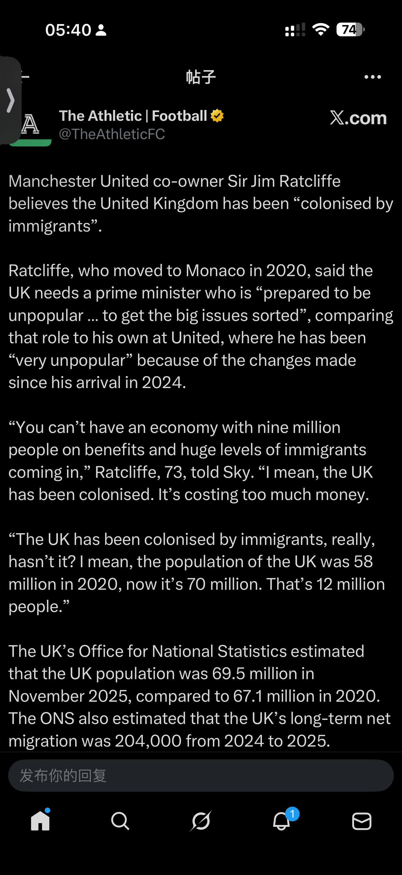 拉爵抨击了英国的移民政策和福利政策称英国被殖民化了估计要被全网批斗啦