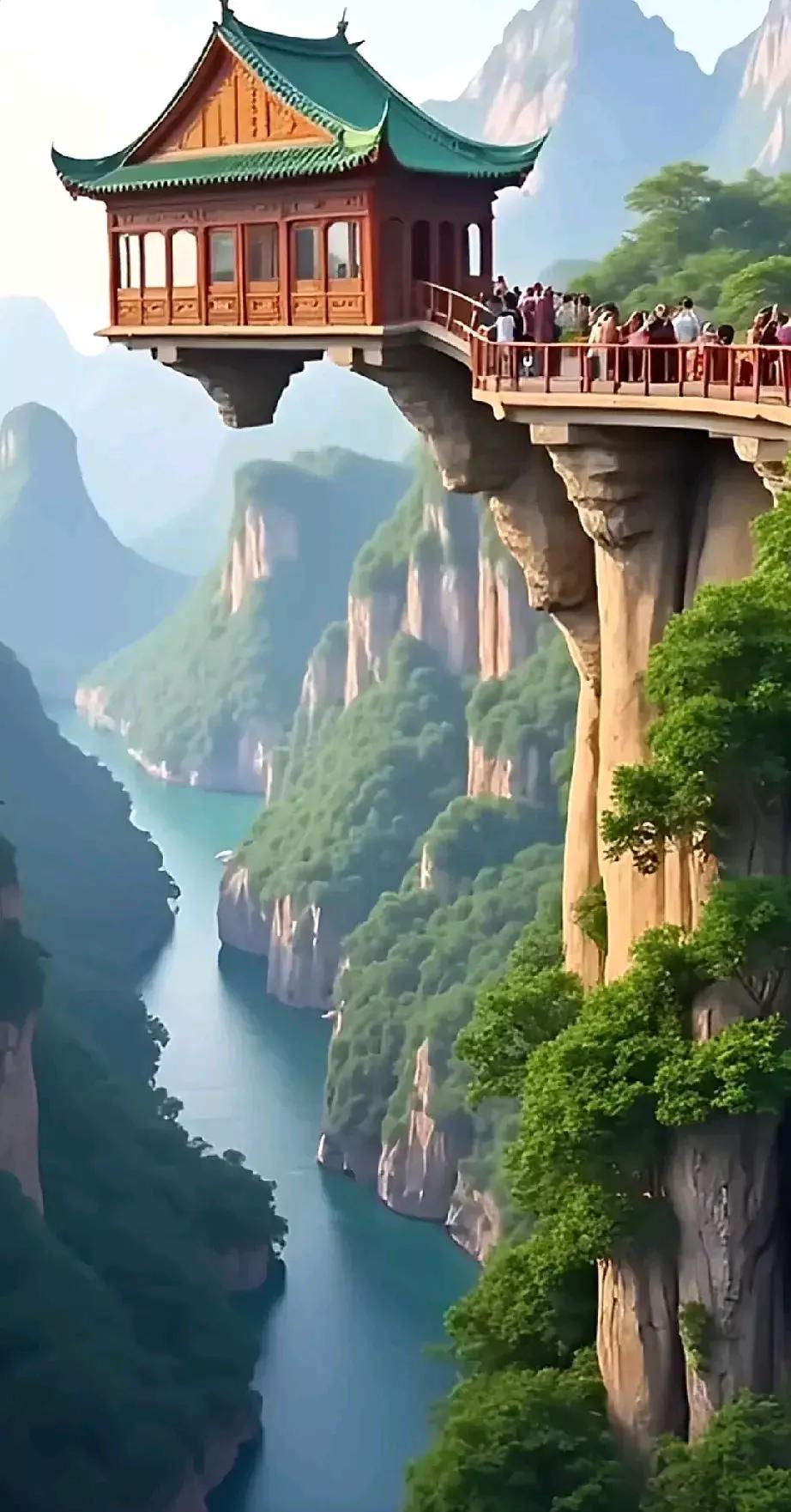 #下联:巍峨高山入云端，求上联#
荡漾平湖出雾谷，
巍峨高山入云端。