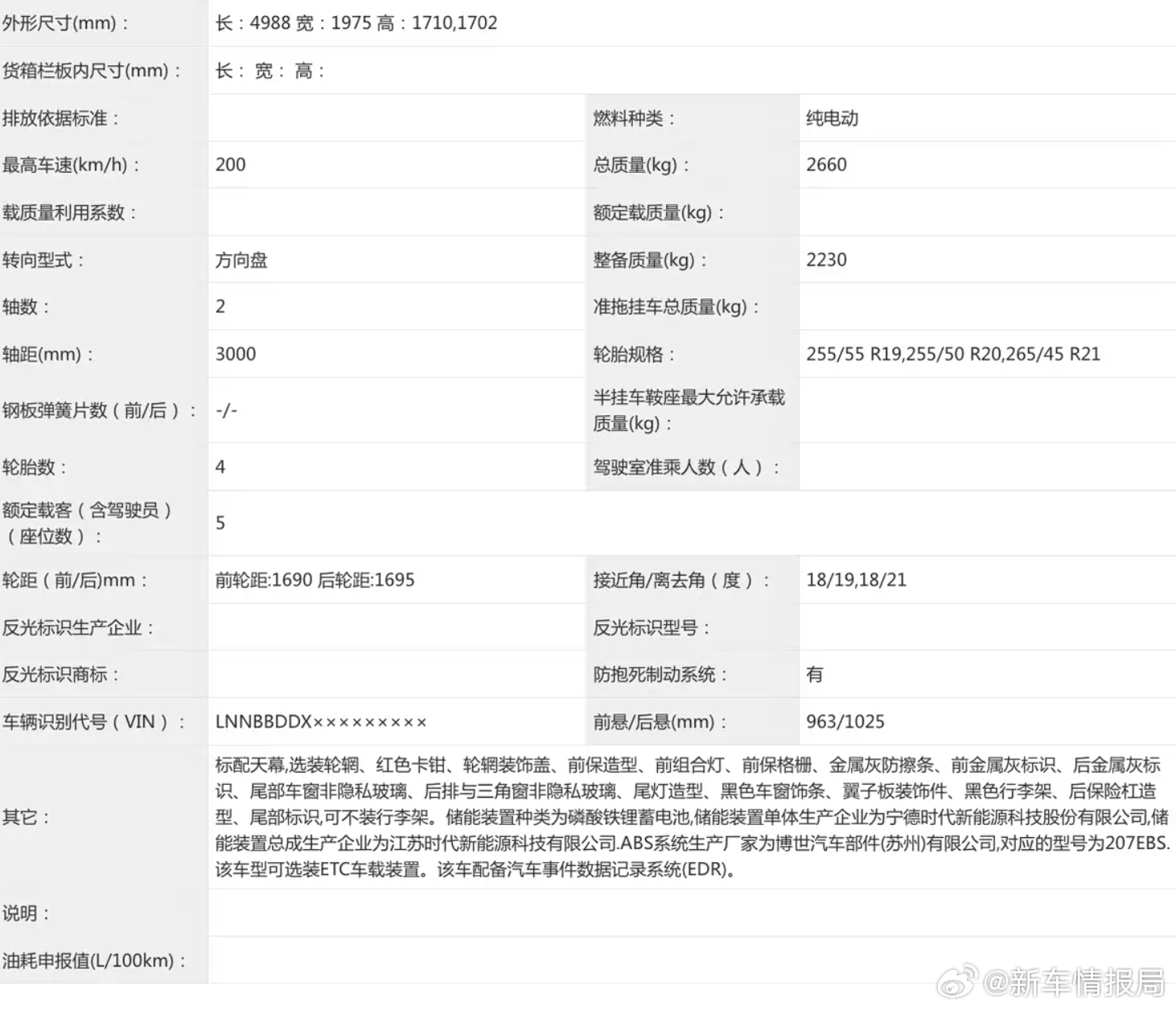 星途EX7纯电版申报图新车情报局日前，工信部公布了星途EX7的申报图，此次申报车
