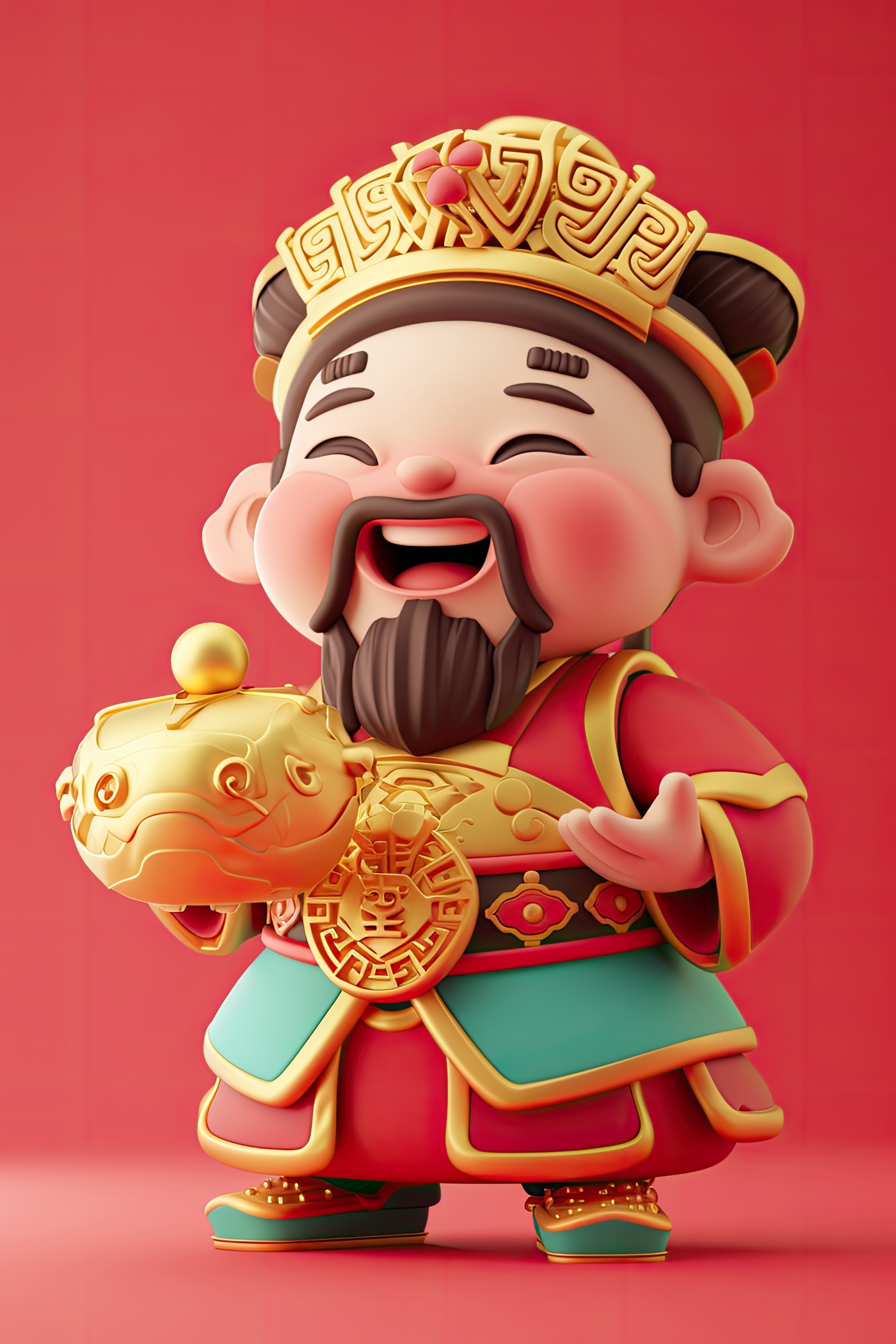 中国传统春节将至，我为大家准备了充满传统文化气息的手机壁纸，以贺龙年到来。将财神