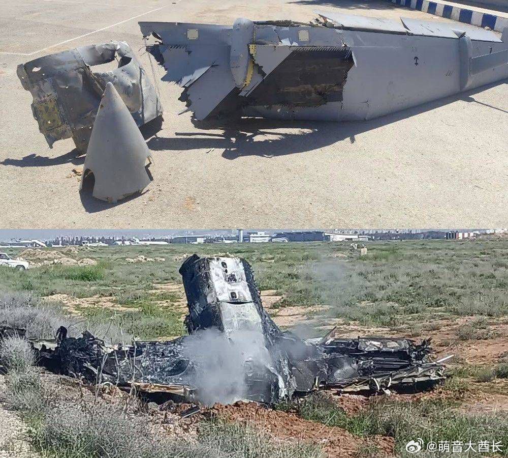 塔斯尼姆通讯社独家发布图片，显示两架说是美国MQ-9无人机在设拉子被摧毁。但看上