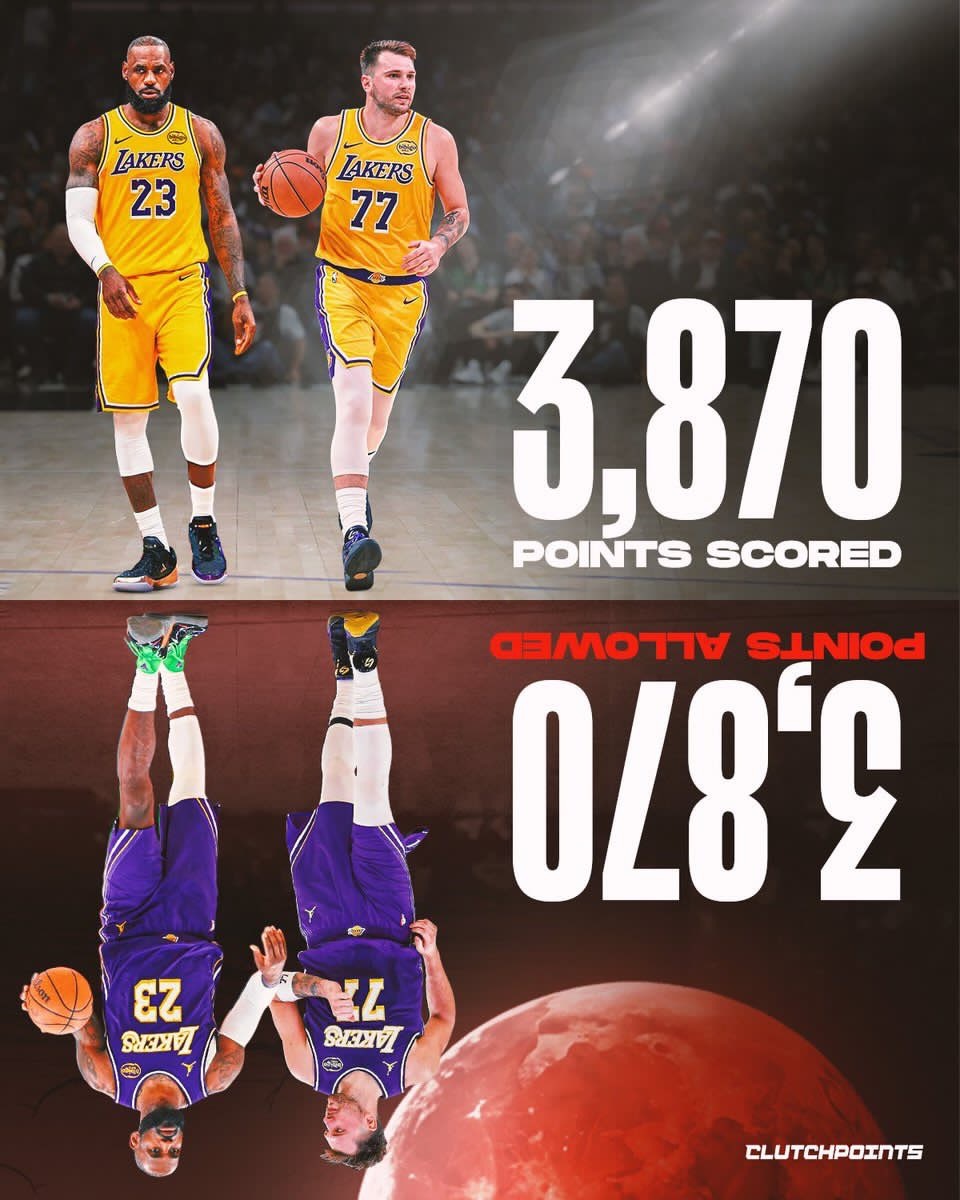 湖人截止今天的净胜分（diff）是0，整个赛季至今总共得了 3870 分，也刚好