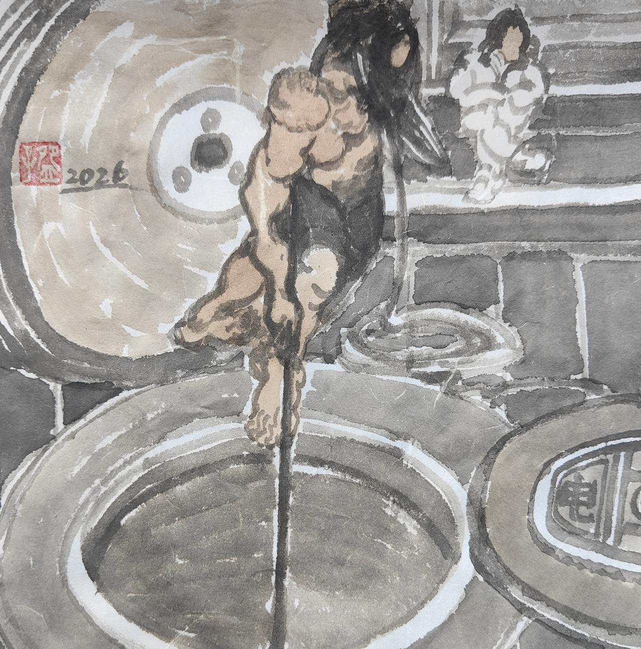 碗子的纸片水墨《步行街No10》