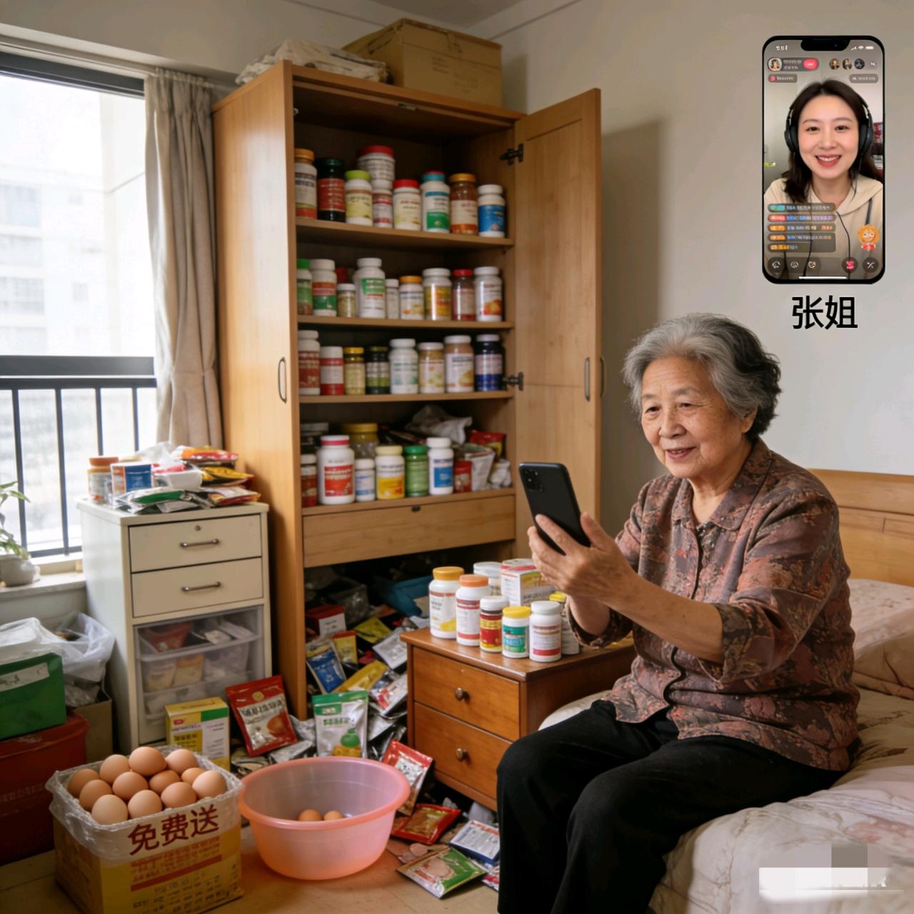 我们小区的张阿姨，这几年算是被保健品套牢了。
 
家里的大衣柜早被她腾出来放瓶瓶