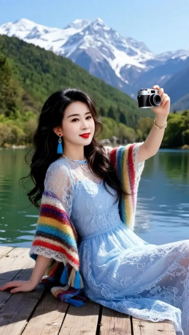 AI湖畔彩衣照 ai创作
