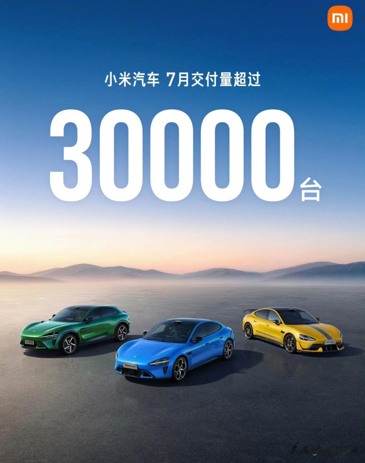 又是30000+，最新报告，小米汽车7月交付量超30000台！
小米澎程出来，估