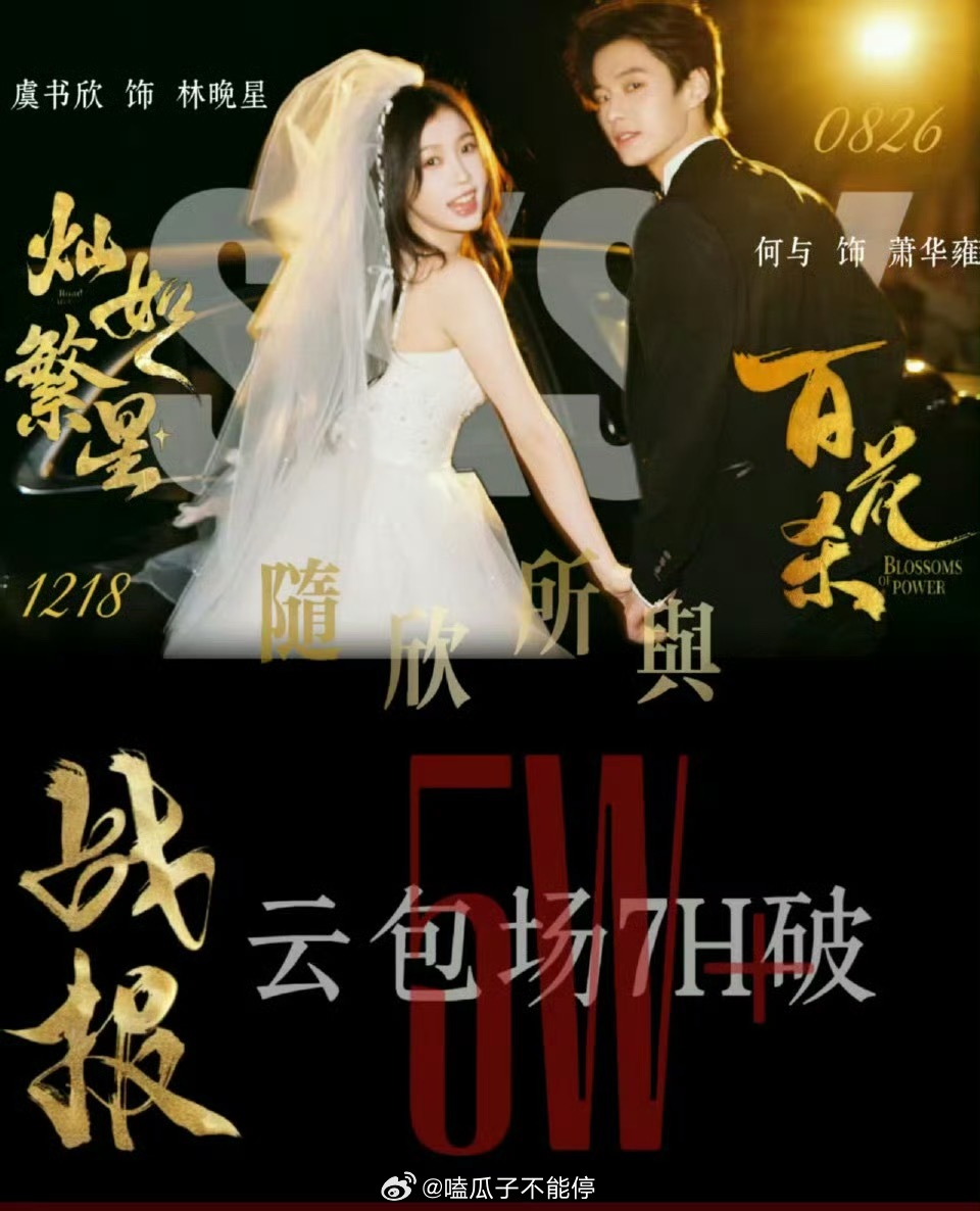 虞书欣何与cpf有点强啊，给虞书欣《灿如繁星》和何与《百花杀》包场7小时破5w