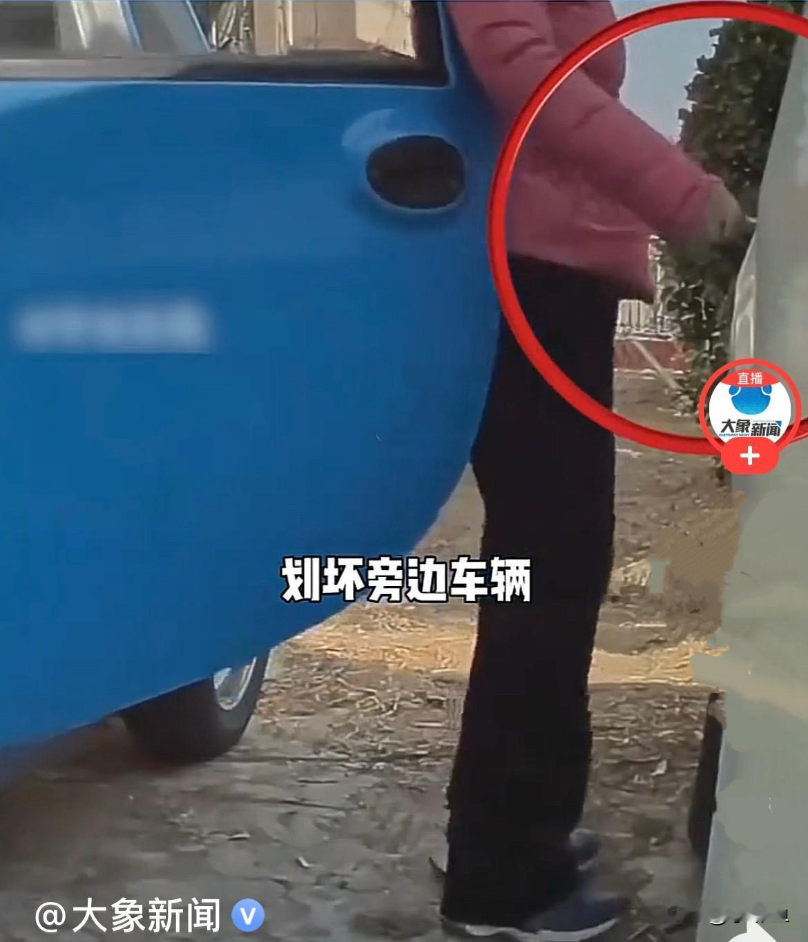 近日，河北一女子开着车停车后下了车，开门看见旁边停着一辆车，只见她手里拿着车钥匙