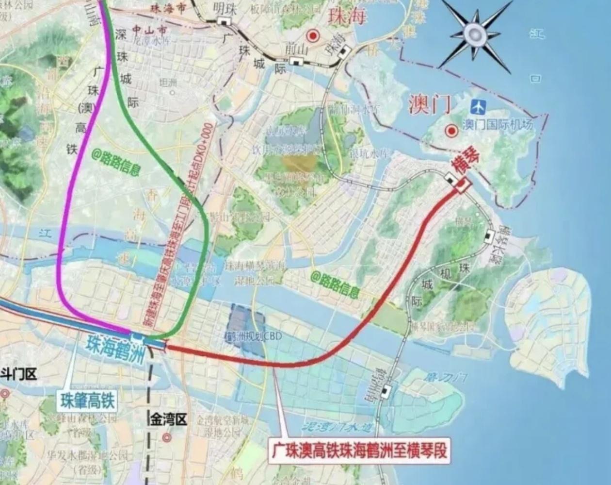 广州广珠澳高铁鹤洲至横琴段长15.6公里，预计年底开工，未来接澳门轻轨，实现“高