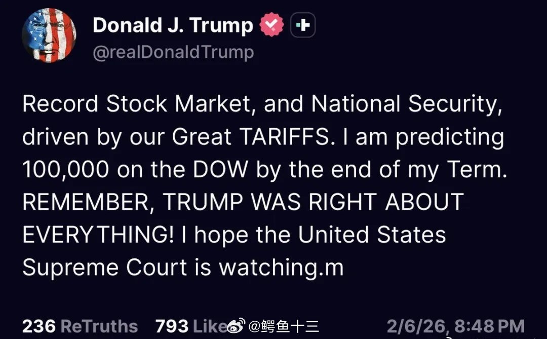 哈梅内伊遇害 阿普2月初发动态称：预测道琼斯指数将在其任期结束前达到100,00