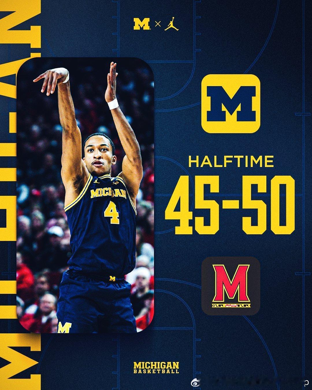 密西根半场居然落后马里兰NCAANBA