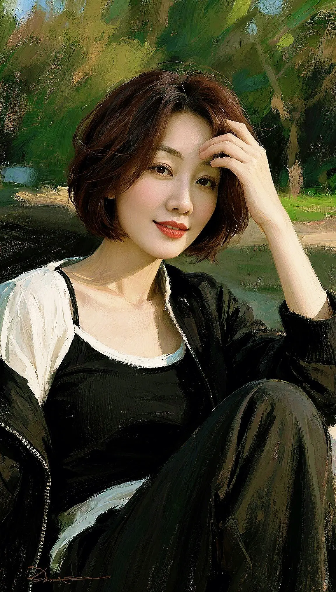 AI油画风温婉短发造型 ai创作全新升级 广告分成玩法达人伙伴计划
