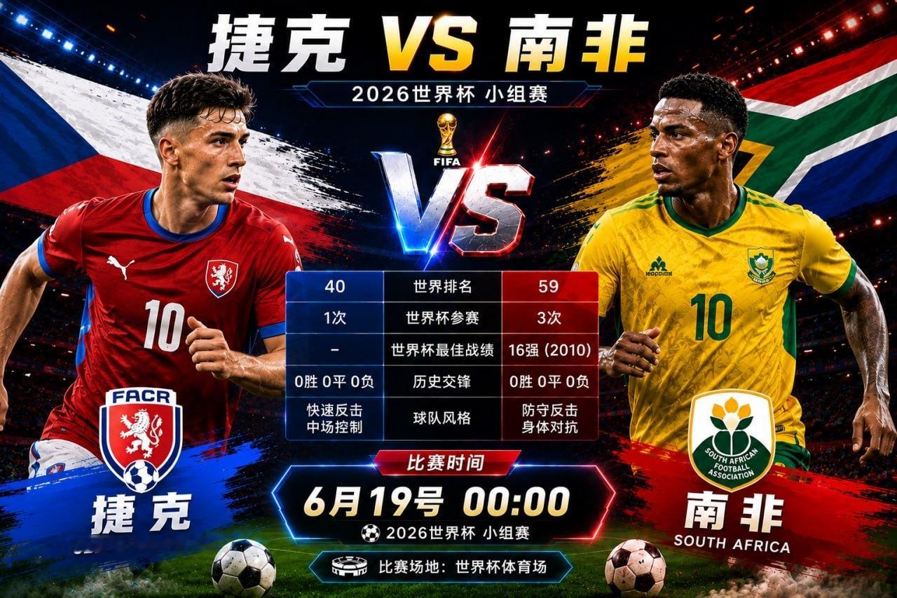 捷克vs南非 捷克vs南非世界杯00:00足球预测2026美加墨世界杯预测 开⚽