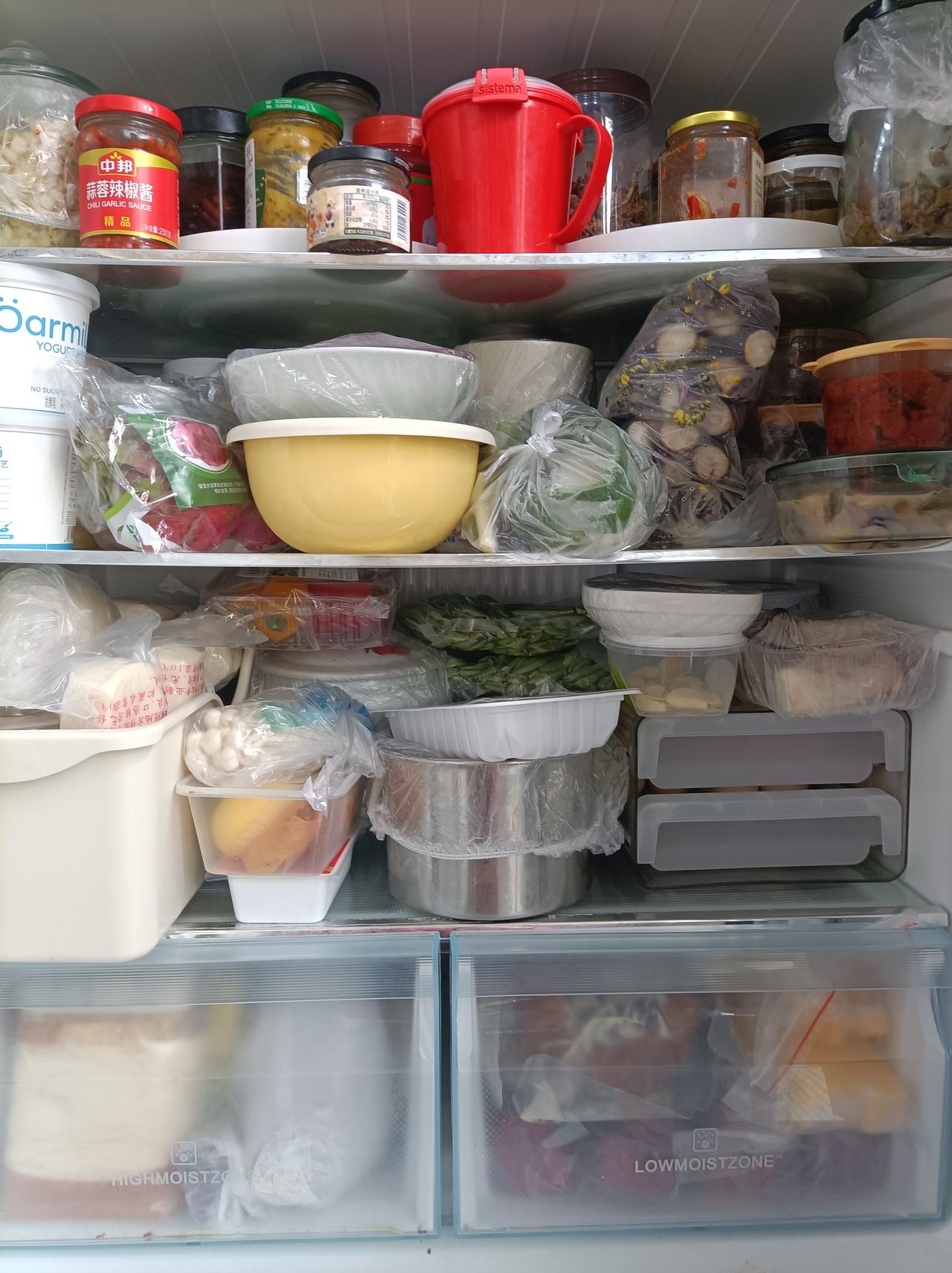 (5)年早己过完了，可我们家里的冰箱和冰柜还都是塞得滿滿当当的，连点缝隙也没有！