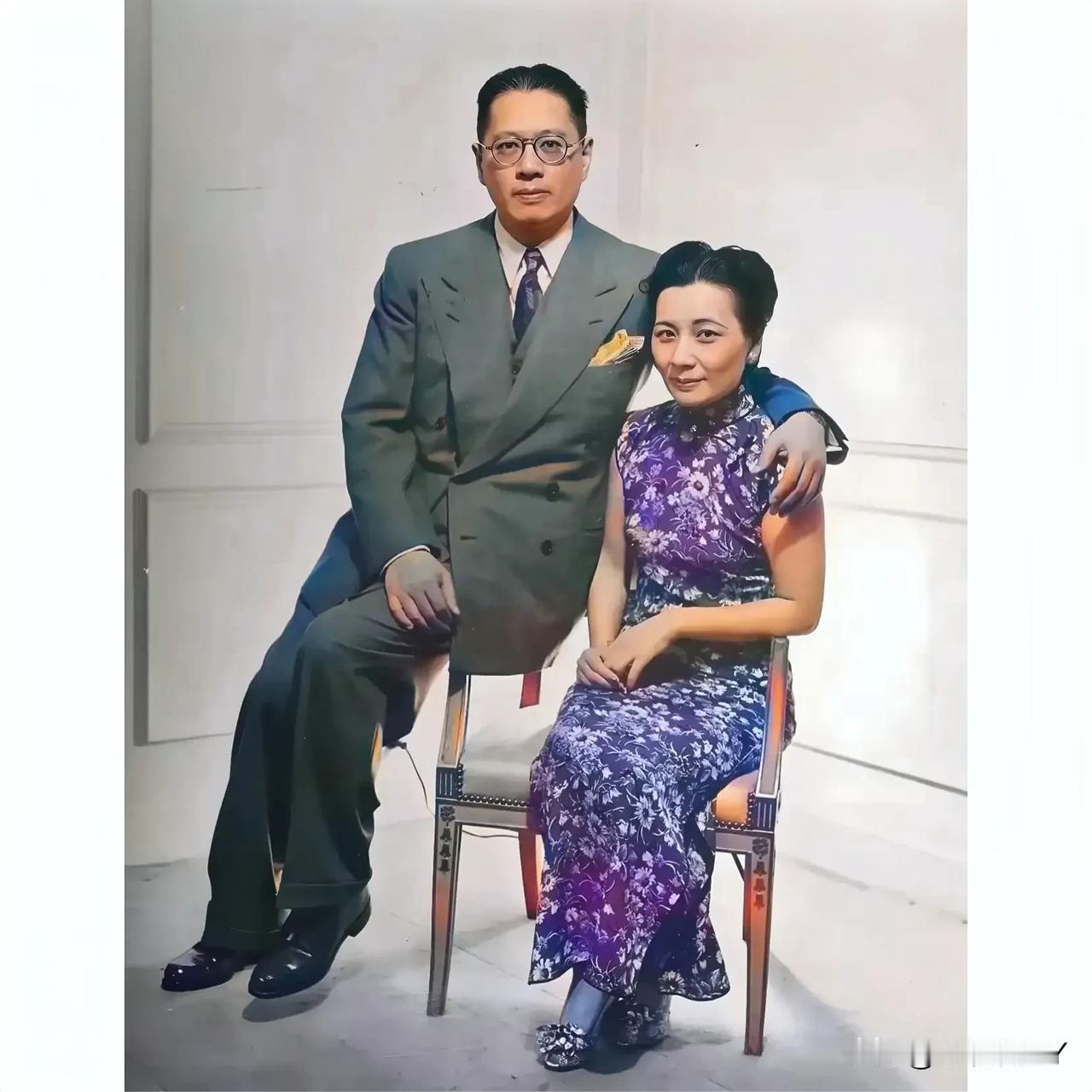 上世纪40年代，南京，宋美龄与大哥宋子文的合影老照片