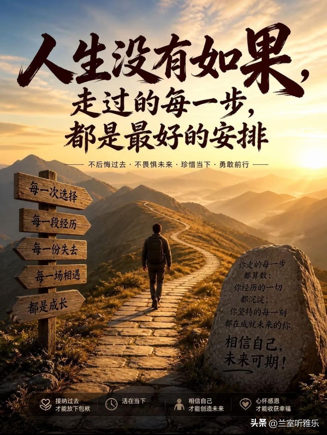 人生没有如果，
走过的每一步，都是最好的安排。
 
每一次选择、每一段经历，
每