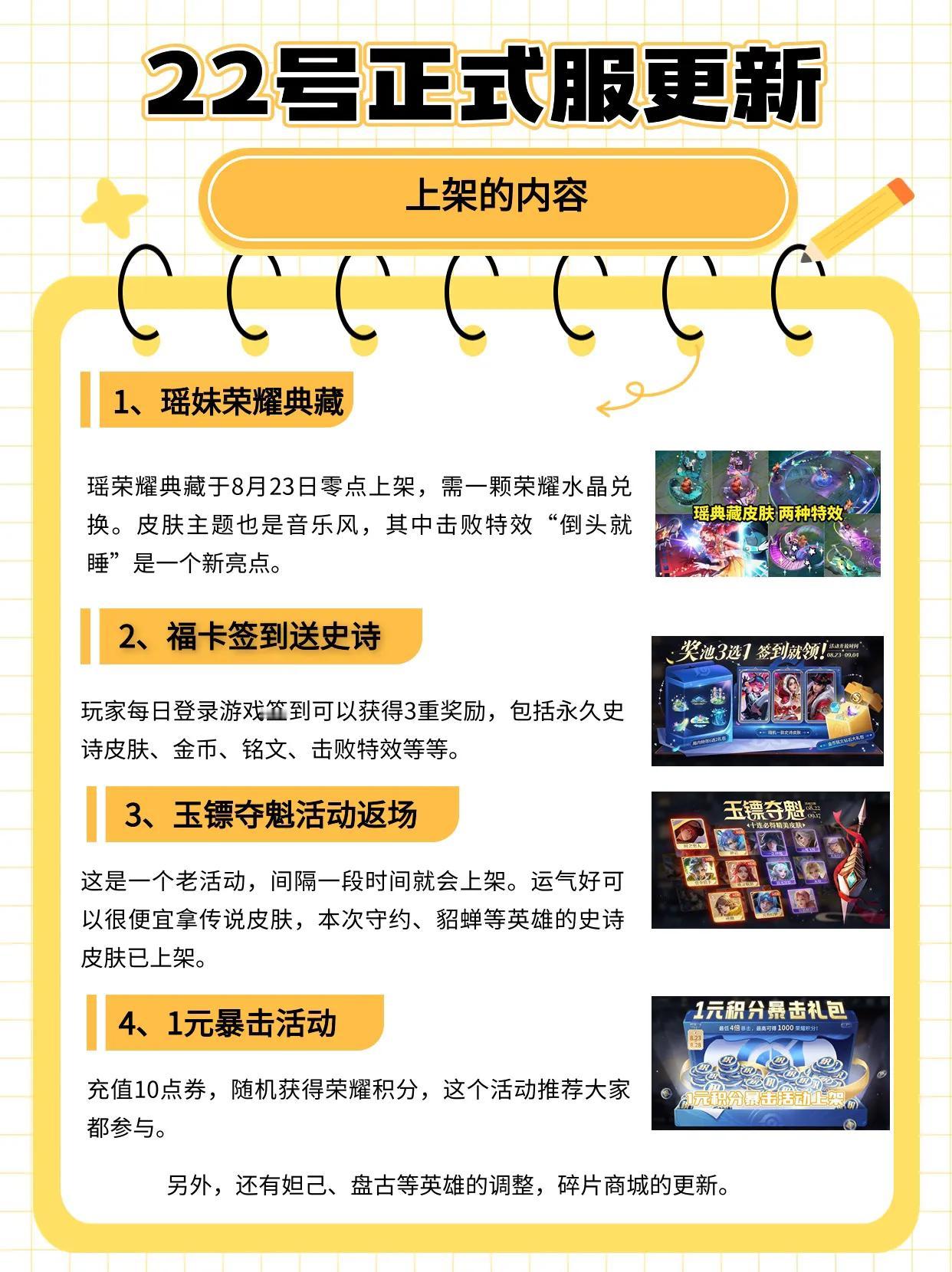 瑶妹荣耀典藏终于上架啦！本周更新内容来看～🤣#瑶典藏爆料# #荣耀典藏瑶妹# 