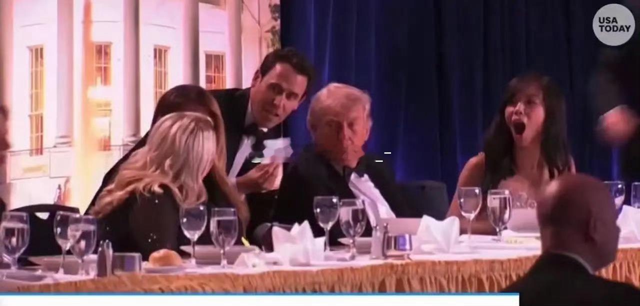 白宫晚宴枪击事件枪手身亡白宫晚宴，特朗普、万斯都在坐，然后想起了四声枪声，然后枪