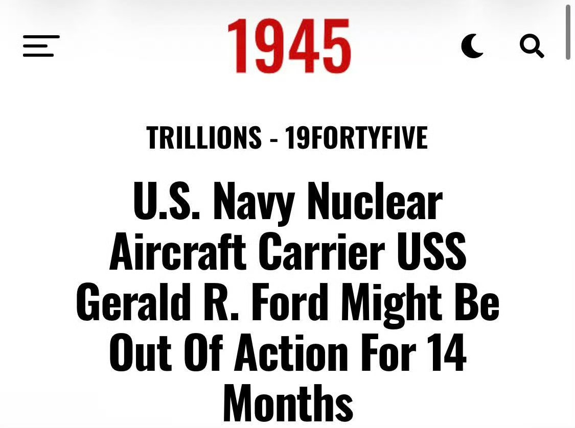 美国水兵的此次“哗变”给福特号航母带来了极大的损伤。美媒对福特号预计的维修时间需