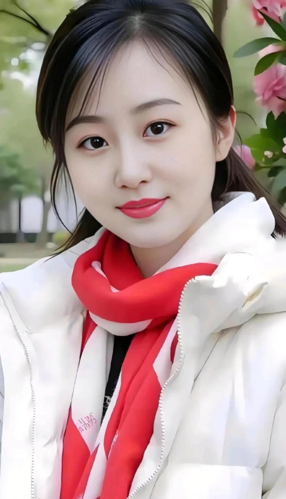 冬日暖阳下，红围巾与白外套的完美搭配，温暖又时尚！🌞👗🧣