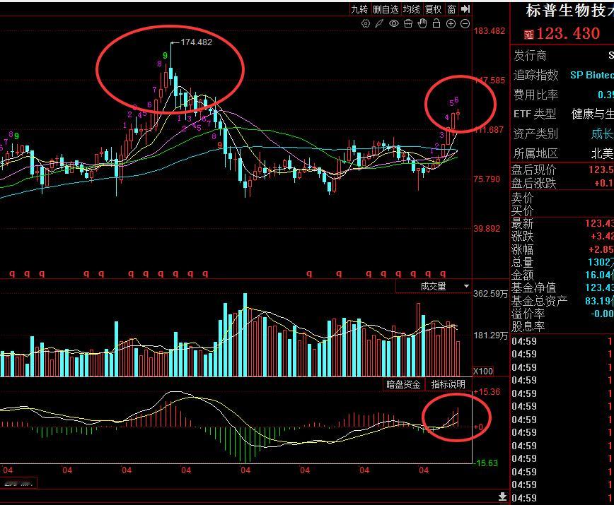 生物科技指数月线很漂亮，MACD老鸭张嘴，九转到6，起码还有20-30点空间没走