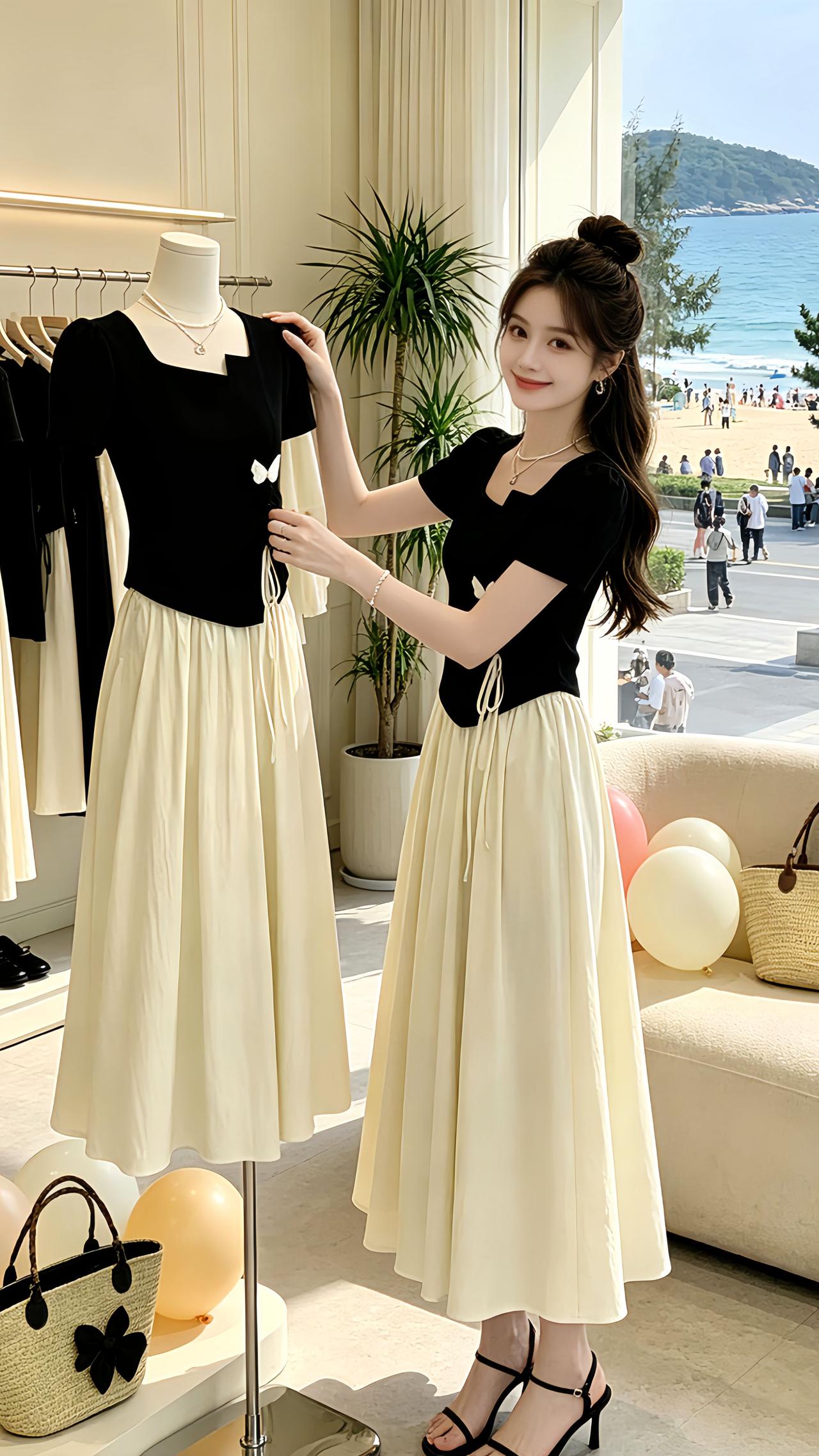 少女感穿搭 夏季穿搭公式 精致女孩夏天少不了裙子 夏日法式温柔风套装裙 少女感小
