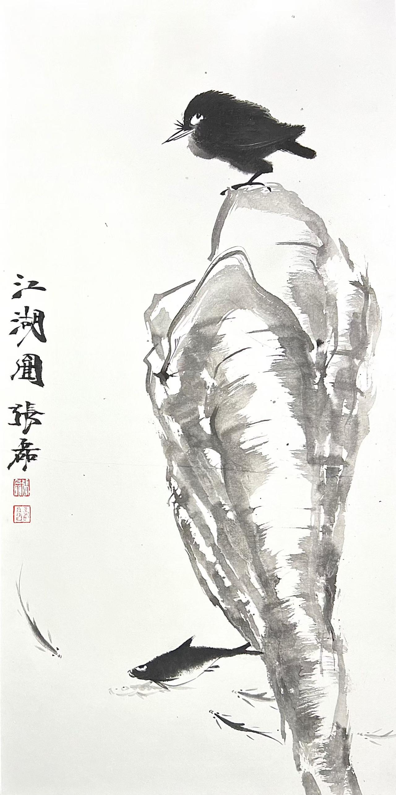 春光一段属农家，村东竹篱牵牛花。
忽​听田边窃窃语，儿童提笼捉蚂蚱。

    