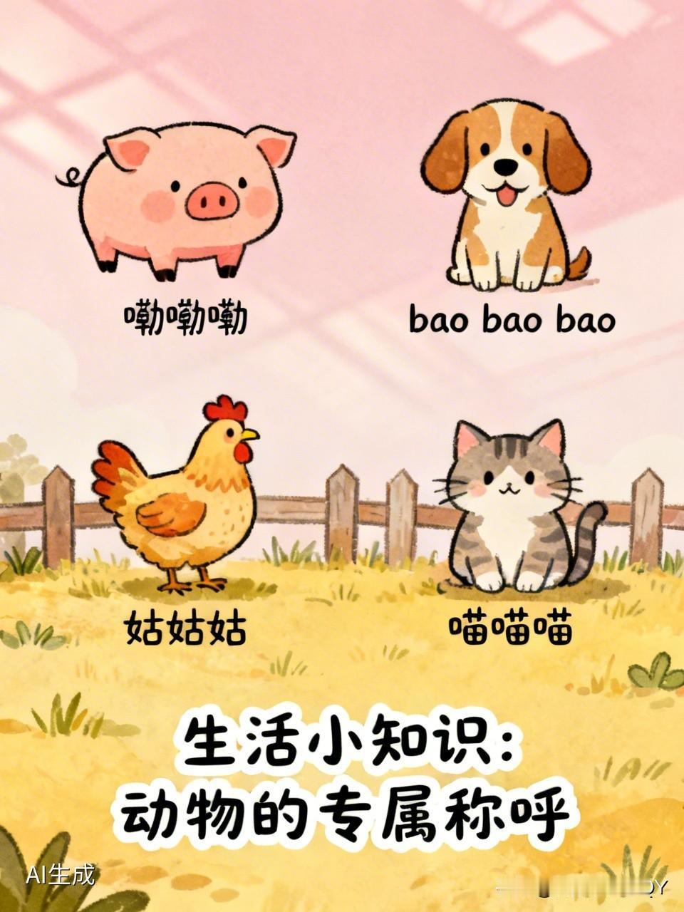 生活中的小知识
在农村长大的人都清楚，家里养的猪、狗、鸡、猫都有属于它们自己的名