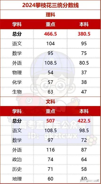 380.5上本科！2024四川攀枝花三统分数线


最新消息，2024四川攀枝花