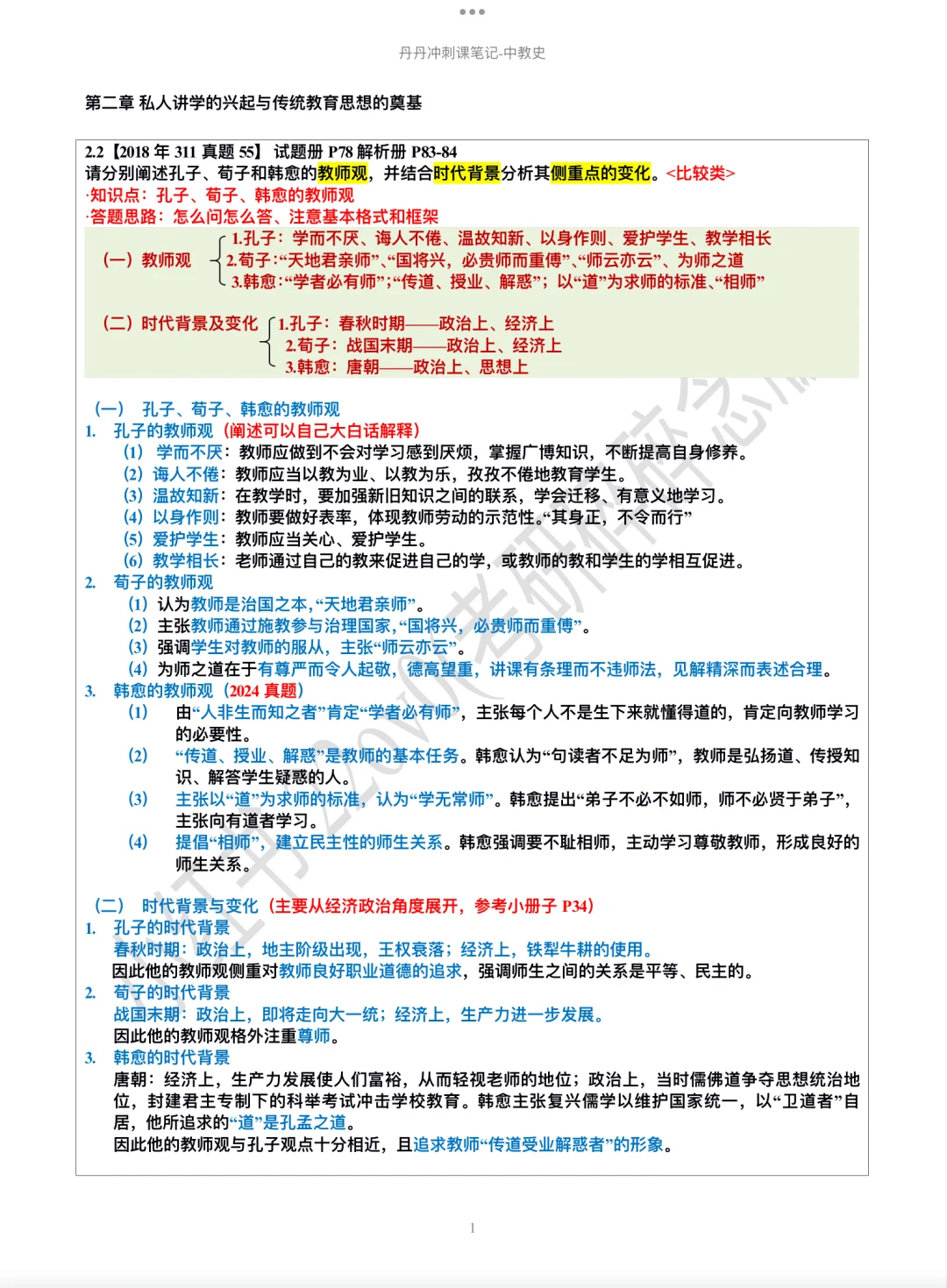 中教史01｜丹丹冲刺课笔记上桌！！！