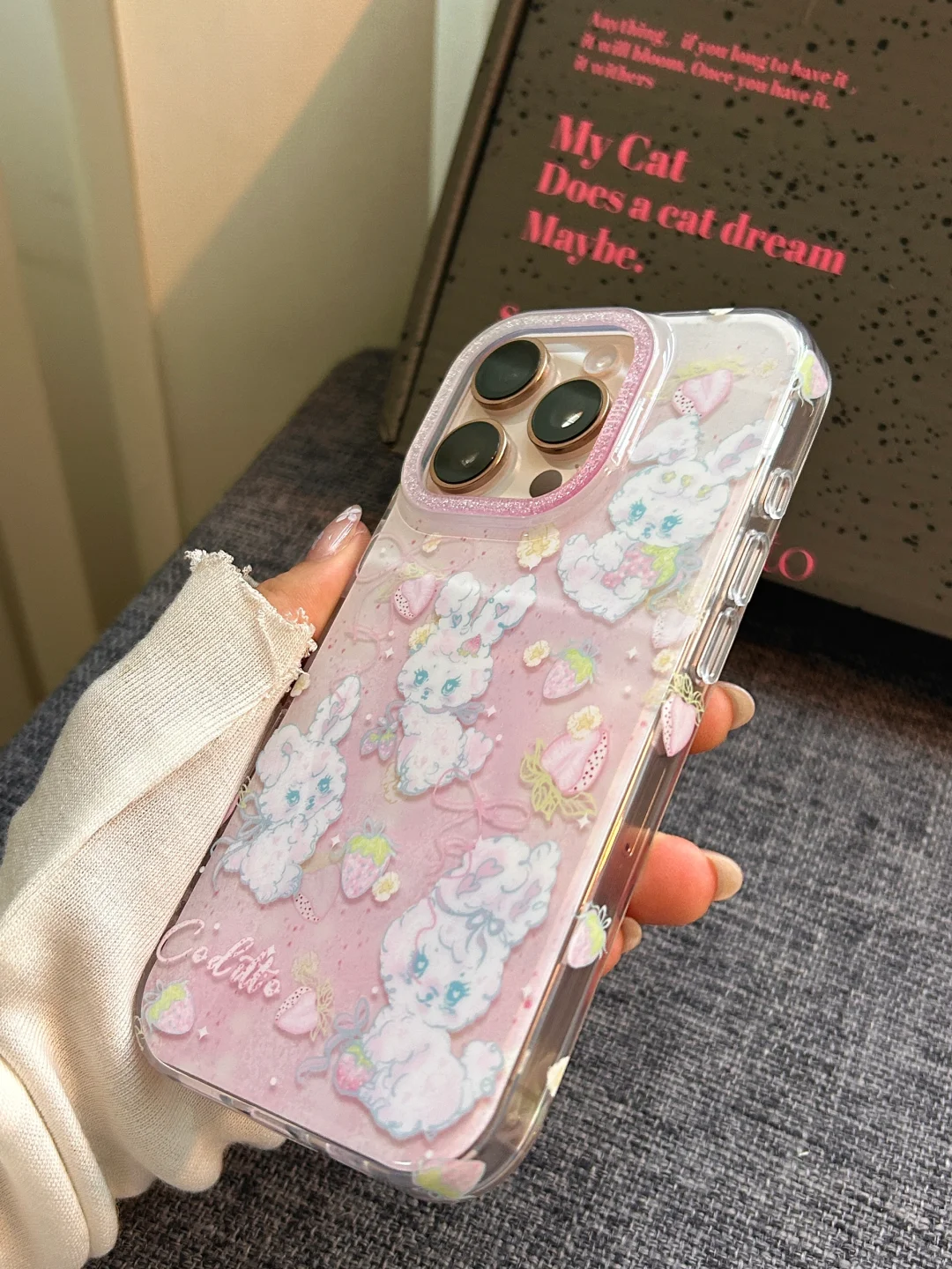 很喜欢这粉粉嫩嫩氛围感可爱沙漠金手机壳！