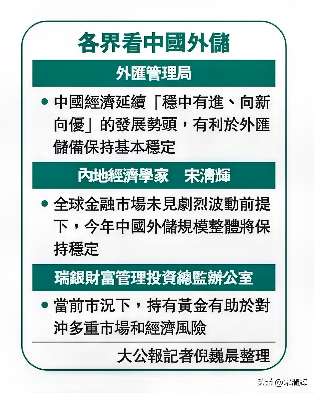 稳中有进｜中国外储升穿3.4万亿美元，逾十年高。据大公报，中国人民银行数据显示，